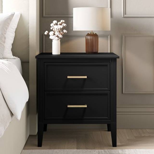 Black 2 Drawer Bedside Table - Delilah