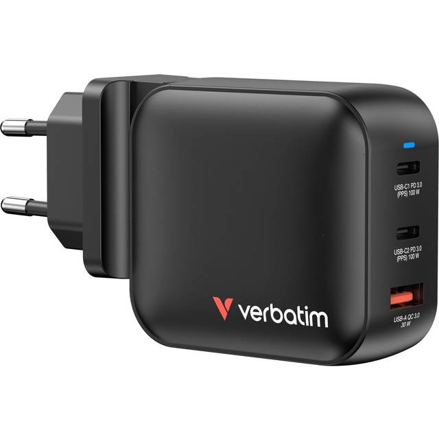 Verbatim GaN Charger 100W Universal Black AC Fast charging Indoor