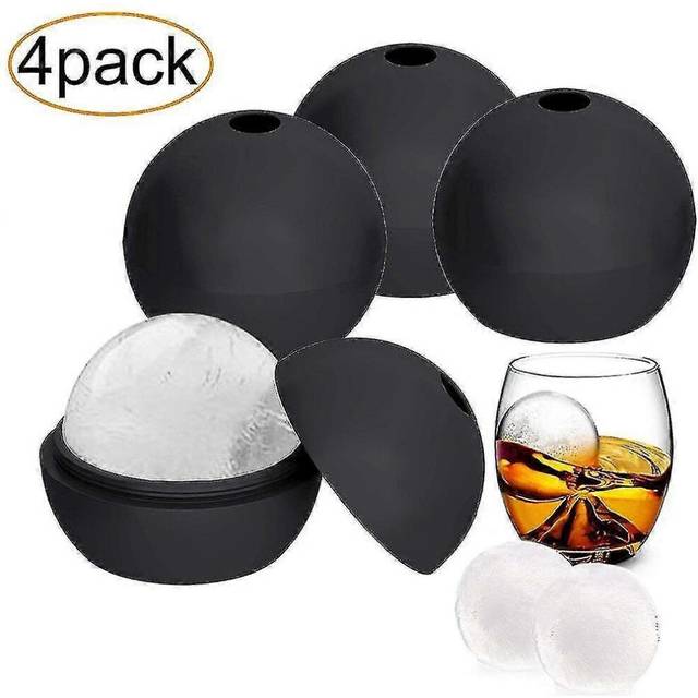 (As show, One size) Large Very Big Ice Ball Molds, Ice Cube Maker Keep Your Whiskey Chilled Ice Cream Makers4pcs Black
