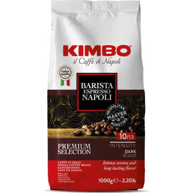 Kimbo Coffee, Espresso Napoli, Italian Whole Coffee Beans, Dark Roast, 10/13, 6 x 1kg