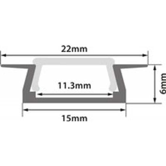 Aluminium LED Tape Profile Channel Diffuser - Recess 1m