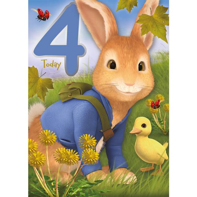 Peter Rabbit Age 4 Birthday Card
