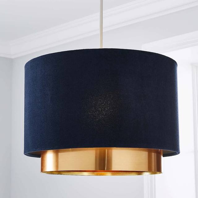 Nesa Two Tier Velvet Lamp Shade - Navy
