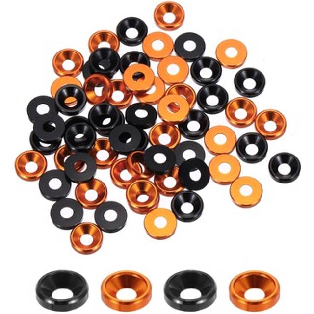 60pcs M3 Counterbore Washers, 8mm/0.31inch Aluminum Alloy, Orange Black
