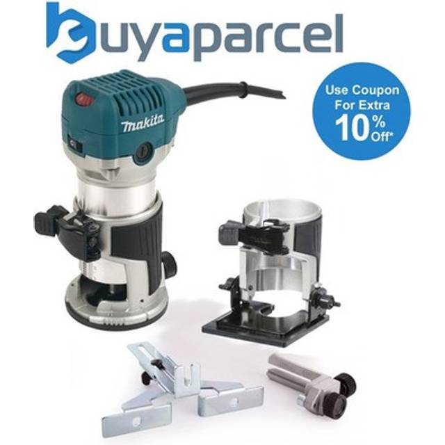 "Makita RT0700CX4 240V 1/4"" Router Laminate Trimmer with Guide and Bevel Base"