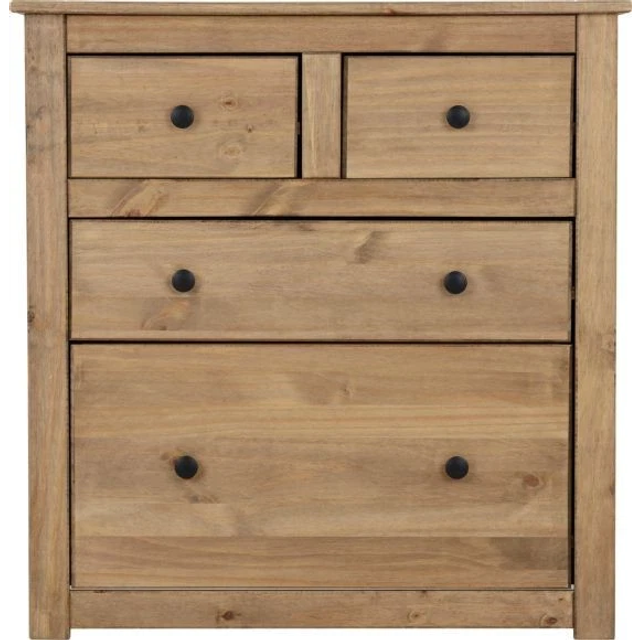 Seconique Panama 4 Drawer Natural Wax Chest of Drawers - Brown
