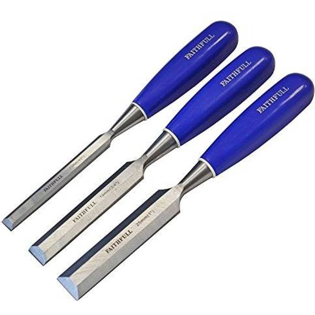 Faithfull bevel edge chisel blue grip set, 3 piece