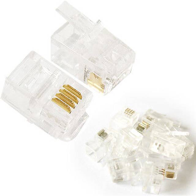 10x 4p4c Rj9 Rj10 Rj22 Cable Crimp Connector Plugs Telephone Contact Pin End