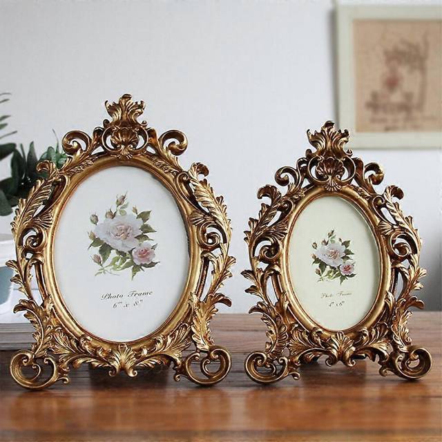 (6 inch, One size) Resin Frames 3 Sizes for Tabletop Ornaments Retro Workmanship Picture Frames