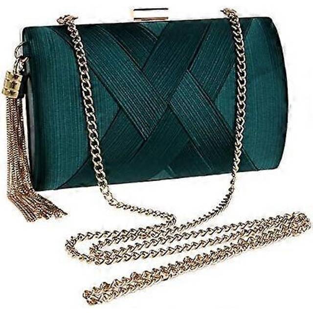 (As show, One size) Tassel Fashion Ladies Clutch Bag Shoulder Handbags Female Party Wedding Evening Bag For Wedding Prom - 2 Removable Chains