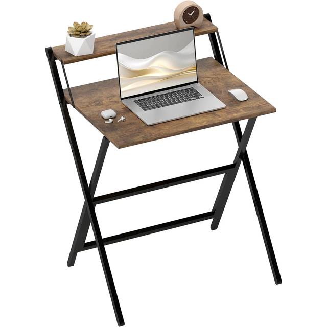 HOMCOM 70 Cm Folding Computer Desk For Small Spaces Bedroom - Rustic Brown | TJ Hughes