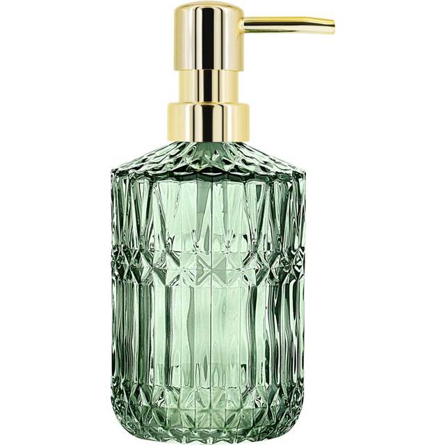 YunNasi Glass Soap Dispenser with Pump, Refillable Liquid Hand Soap Dish Soap Dispensers for Bathroom Counter, Kitchen Sink (Green)