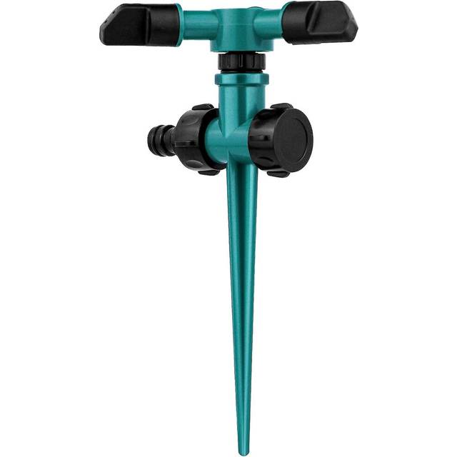 (As show, One size) Garden Sprinkler Lawn Water Sprinkler Automatic 360 Rotating 3 Arms Sprayer Adjustable Sprinkler Irrigation Stem For Watering Vegg