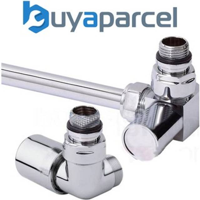 Kartell - Pair Chrome Radiator Towel Rail Valves Angled Corner 15mm Compression crnv