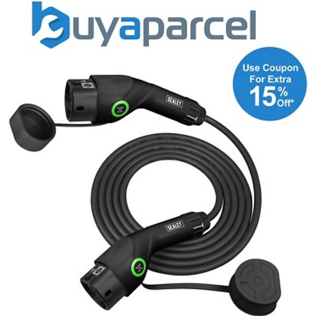 Sealey evcc227kw 5m type 2 to type 2 ev charging cable 32a(7.4kw) 1ph