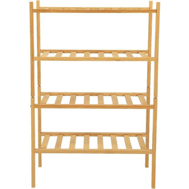 (As show, One size) Shoe Rack Stackable Standing Shoe Shelf Storage Organizer for Entryway Hallway Closet Natural Color Four Tier