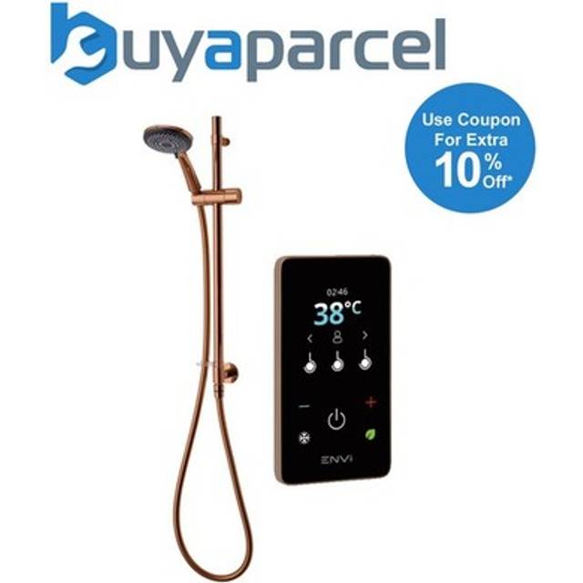 Triton - ENVi Wired Thermostatic Copper Electric Shower 9.0KW Riser Rail Kit