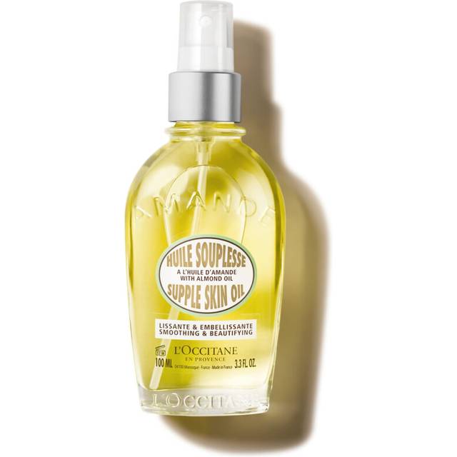L'OCCITANE Almond Supple Skin Oil 100ml, 50% Pure Almond Oil for Deep Hydration & Glow, Vegan, Fast-Absorbing Body Oil, Luxury Clean Beauty Skincare