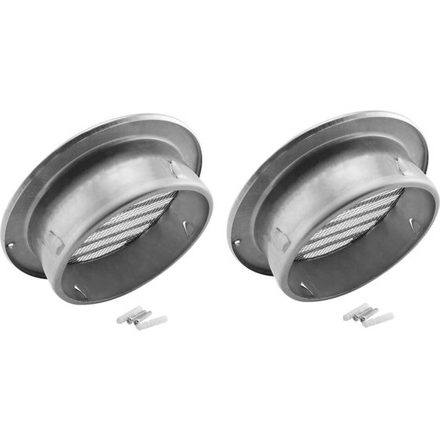 2X Air Vents, Louvered Grille Cover Vent Hood Flat Ducting Ventilation
