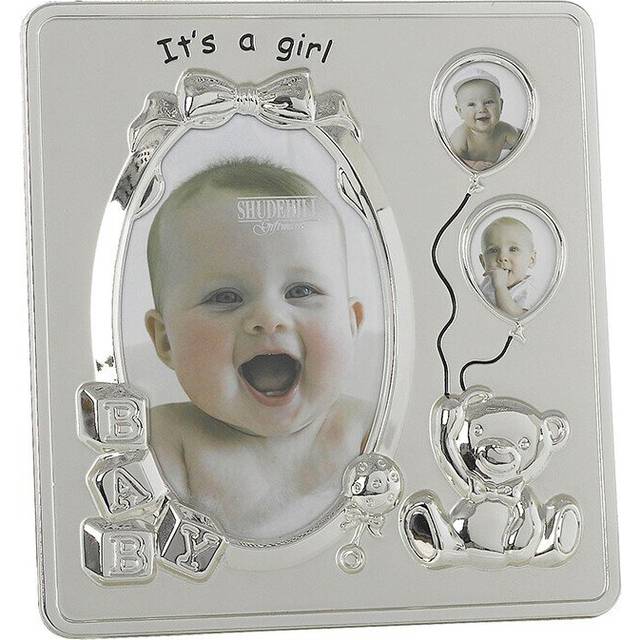 Satin Silver It's a Girl Frame 3 Pictures
