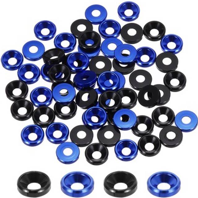 60pcs M3 Counterbore Washers, 8mm/0.31inch Aluminum Alloy, Navy Blue Black