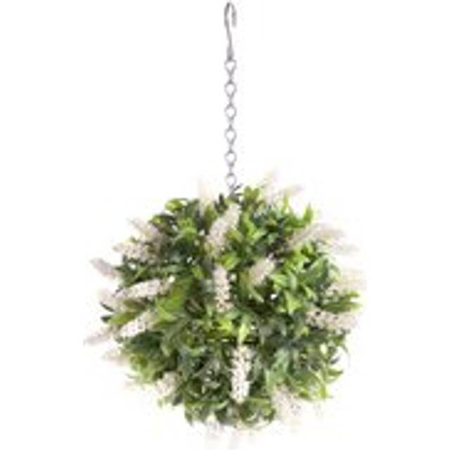 Best Artificial 24cm White Lush Lavender Flower Ball