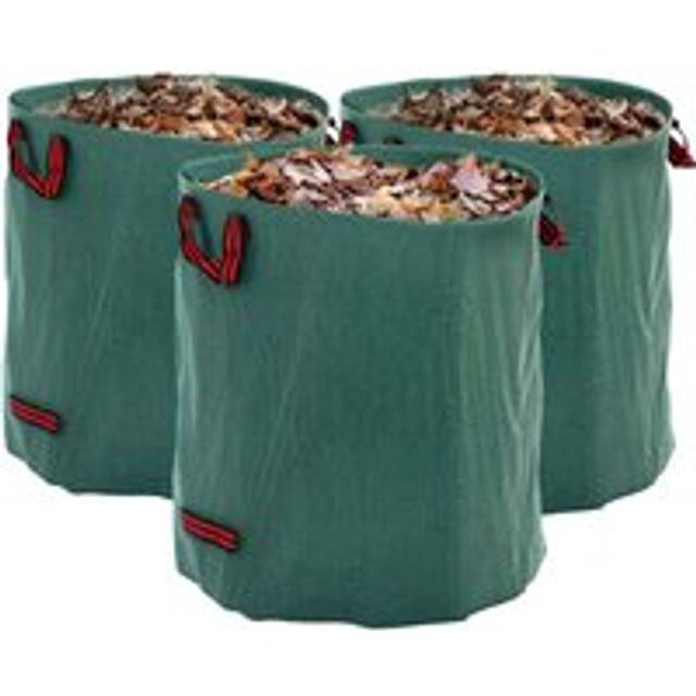Outsunny Garden Waste Bags, 272L x 3 Heavy Duty Garden Sacks, Green, Green