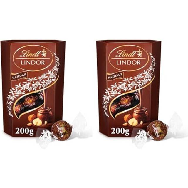 Lindt Lindor Hazelnut Chocolate Truffles Box Chocolate Balls with a Smooth Melting Filling, 200 g (Pack of 2)