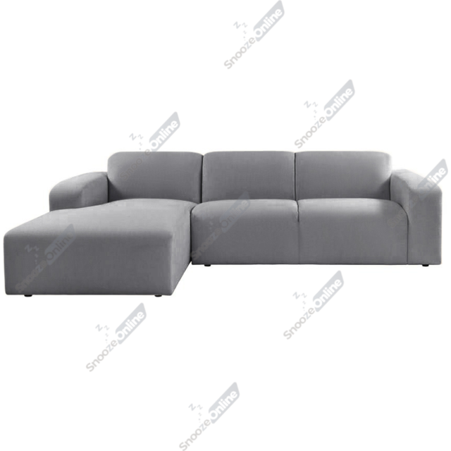 (Grey, Left Hand Chaise) SnoozeOnline L-Shaped 3 Seater Corner Chaise Sofa Plush Velvet Left/Right Hand Lounge with Wide Armrests