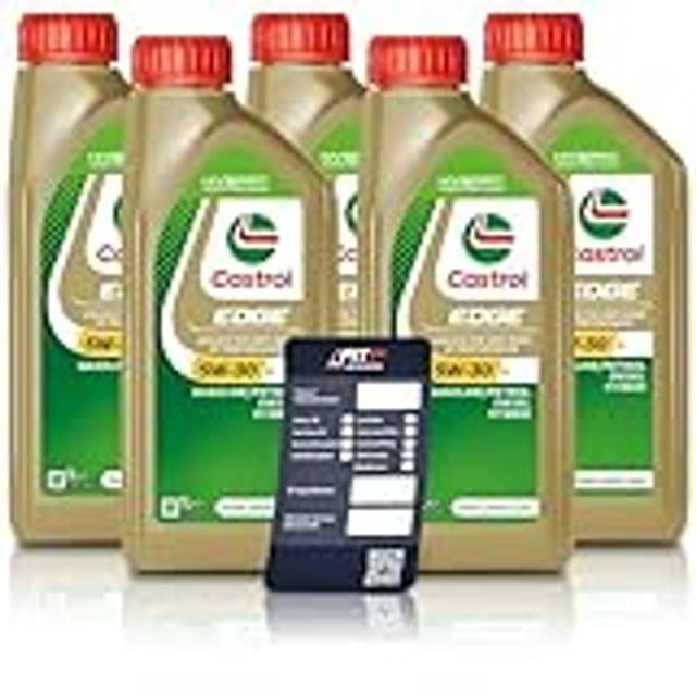 5 x 1 L liter Castrol Edge Fluid Titanium 5W-30 LL motorolja inkl. Castrol oljebyteshängare