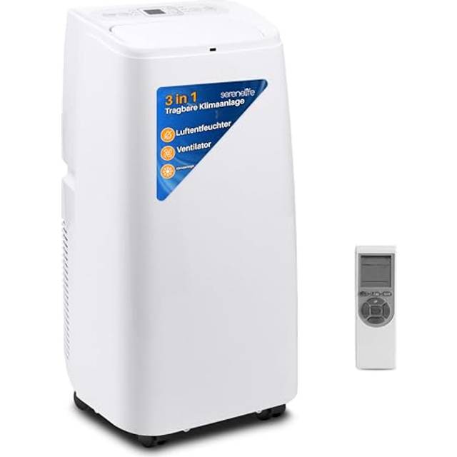 SereneLife 3-in-1 Portable Air Conditioning Unit, 12,000 BTU - Mobile AC, Dehumidifier, Fan mode, Remote Control, Window Mount Exhaust Kit Included