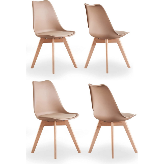 Set of 4 Lorenzo Retro Plastic Dining Chairs with Padded Seat Dining Room Chairs - Bronze