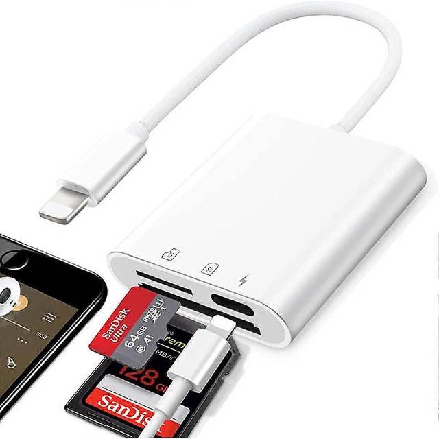 (As show, One size) Sd Card Reader for iPhone iPad - 3 in 1 Memory Card Reader Plug and Play