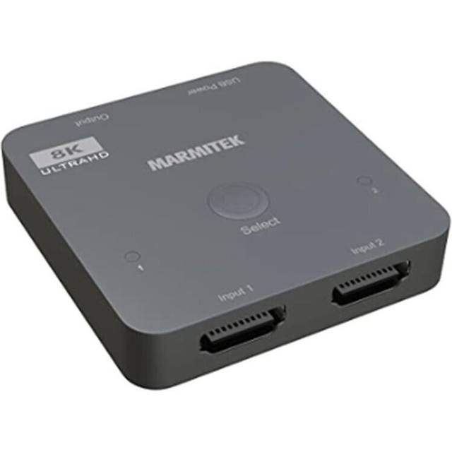 8K HDMI 2.1 Gaming Switch 4K 120 Hz - AS28 - HDMI Omkopplare - HDR - ALLM - VRR - QFT - QMS - 2 in/1 out - HDMI 2.1-48Gbps - Dolby Digital - Automatisk Omkoppling - Ingen Kvalitetsförlust, Grå