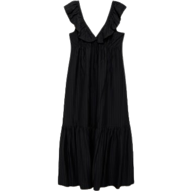 Mango Ramona Ruffle Neck Dress, Black
