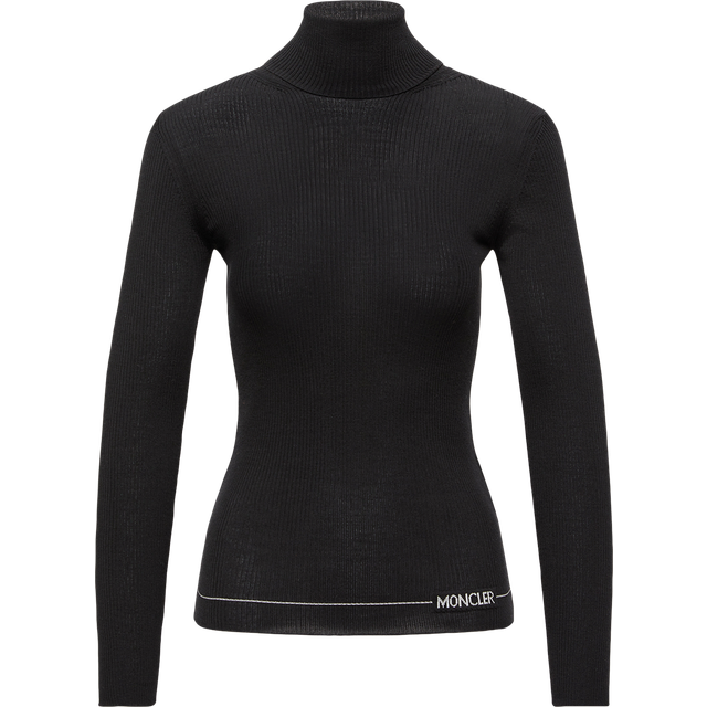 MONCLER COLLECTION Logo Wool Polo Neck Jumper, Women, Black, Size: XS