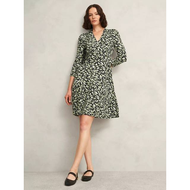 Hobbs Elosie Floral V Neck Jersey Mini Dress, Navy/Multi