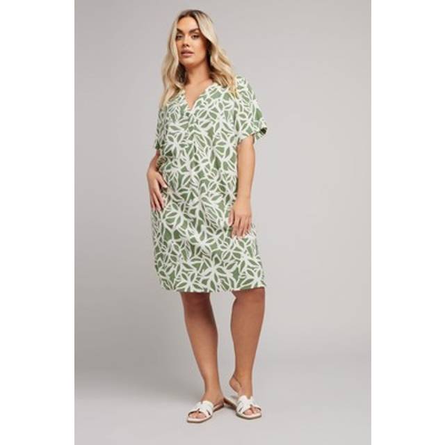 Yours Curve Green Abstract Tunic Mini Dress, Women's Curve & Plus Size, Yours - 26-28