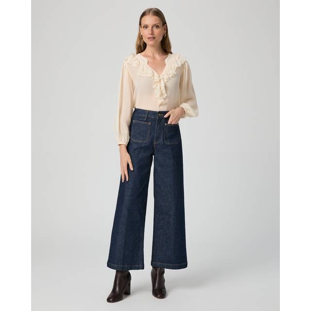 Harper High-Rise Cropped Wide Leg Jeans - Amora - L.A. brand PAIGE encapsulates that cool, relaxed California lifestyle, with each design wear-tested to ensure it can move with your body in the moment. The label’s denim creations, from jeans to jackets, are emblazoned with the brand's iconic whipstitch, nine stitches that represent nine lives, there to remind people to continue to evolve and live life to the fullest.