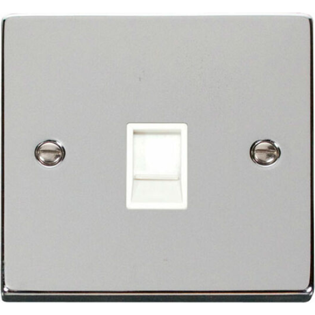 Polished Chrome Rj11 Socket - White Trim - SE Home