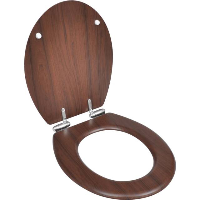 vidaXL WC Toilet Seat MDF Soft Close Lid Simple Design Brown