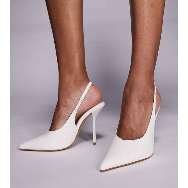 Simmi London – Bexley – Vita pumps med klackar och bred passform-Vit/a