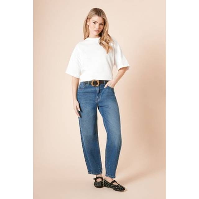 Womens Barrel Leg Jean - Mid Wash - 8