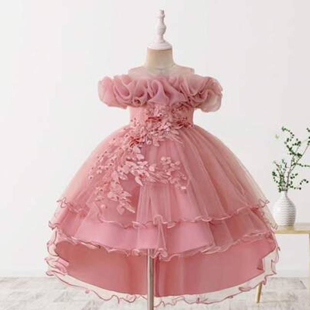 SHEIN Toddler Girls Summers Dresses  Flower Sleeveless Ruffled Tulle Princess Dress For Daily Life And Party