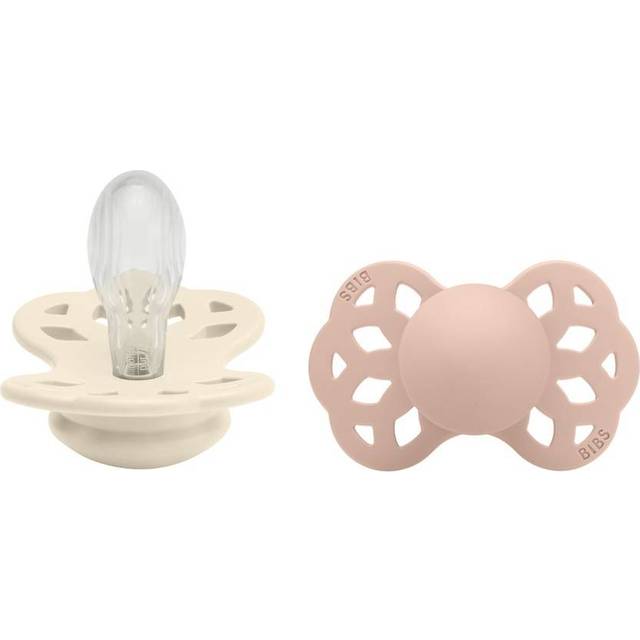 Bibs Infinity Silicone Pacifier Size 2 6-18m 2-pack Ivory/Blush - Mest populære babynavne - Babyhelp.dk