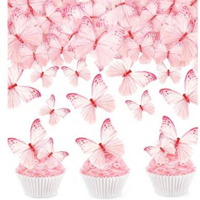 SHEIN 10/20/30/50/60 Pcs Edible Butterflies For Cake Decorating, Wafer Paper Butterfly Cake Topper Butterfly Cupcake Decorating For Wedding Birthday Anniver
