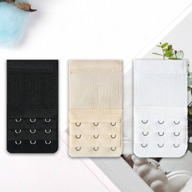 SHEIN 3pcs/Set Bra Strap Extenders, 3 Colors, 3 Rows X 3 Hooks Elastic Extension Bra Extender, Stainless Steel Buckle, Back Hook Fastener, Adjustable