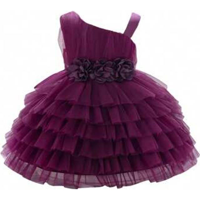 SHEIN Toddler Infant Baby Girl Ball Gown Tulle Dress Multi-Layered Mesh Solid 3D Flower Design Sleeveless Wedding A Line Christening Dresses For Summer