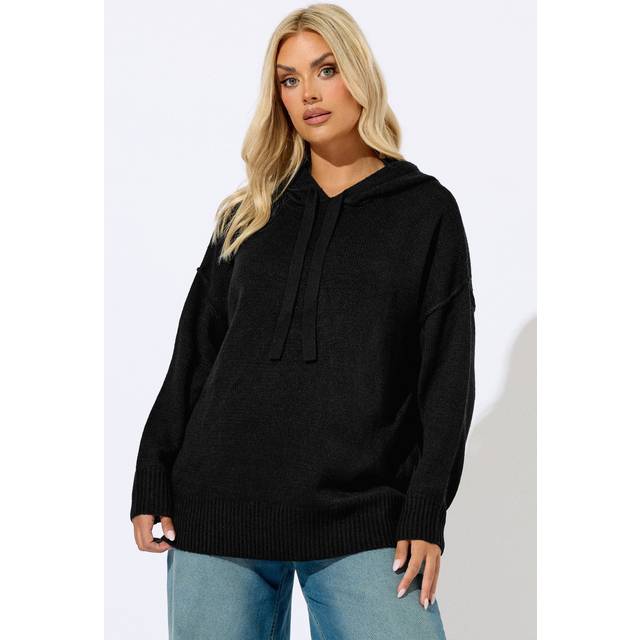 Yours Plus Size Black Knitted Hoodie Size 22-24