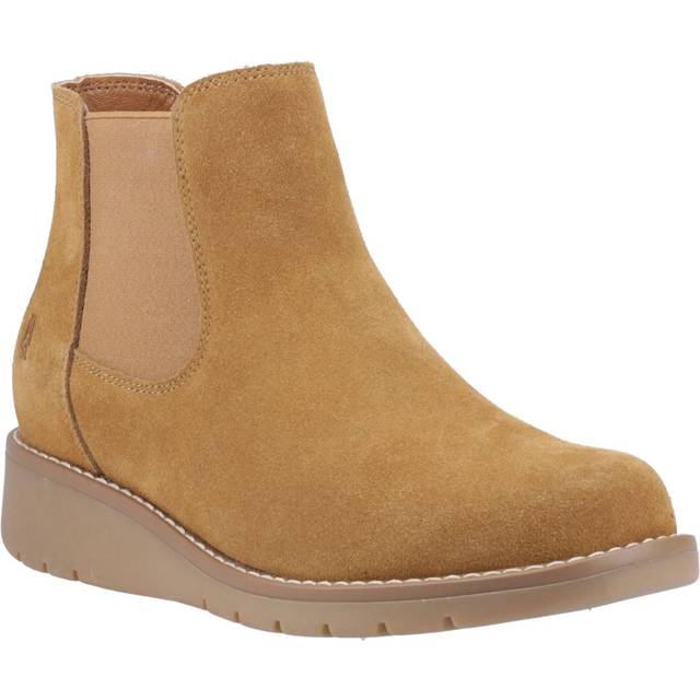 (Brown, 3 (Adults')) Hush Puppies Leonie Suede Women's Tan Flat Chelsea Boots